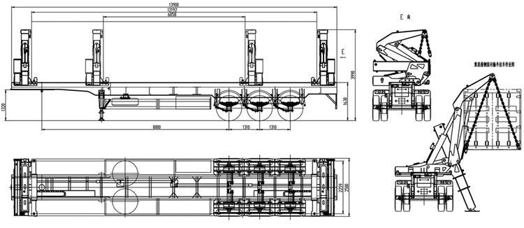 Drawing of Side Lifter Container Trailer