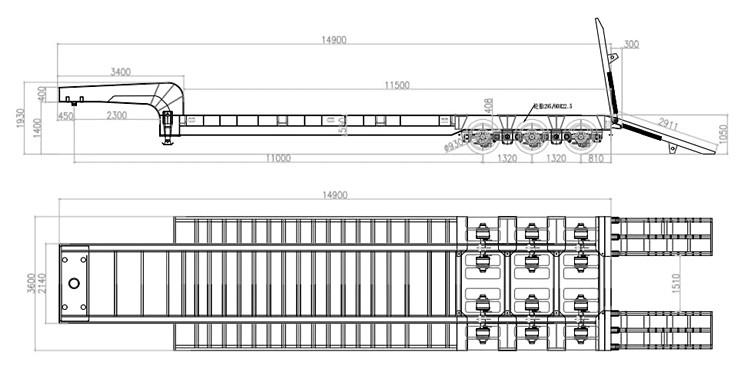 CIMC 3 Line 6 Axle 100 Ton Low Bed Trailer for Sale in Burkina Faso