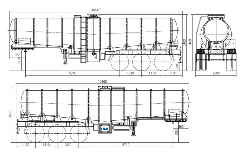 CIMC 20cbm acid tanker trailer drawing