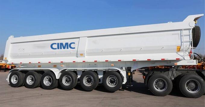 Main Specification: Overall dimension:	11000*2500*4000mm Volume:	80-100T Axles:	6 axles Suspension:	Heavy duty mechanical suspension Tipping system:	196 hydraulic cylinder Tire	24 units King pin	90# Landing gear	JOST Brake system	WABCO Electrical system	24V, LED lights   Advantages of TITAN dump trailer for sale: 1. Hydraulic cylinder: The heavy-duty cylinder with a wider diameter, stronger lifting capacity and higher height, which makes the lifting more stable and does not easy to roll over. 2. .Vice beam: with 4 units vice beam, which can make the bottom of the box better bearing capacity, and will not easily deform. The lattice structure of the side door makes the side door more solid. 3. Double-plate main beam for heavy-duty dump trailer. For heavy-duty dump semi-trailers, the main beam is designed with double plates, which have stronger carrying capacity