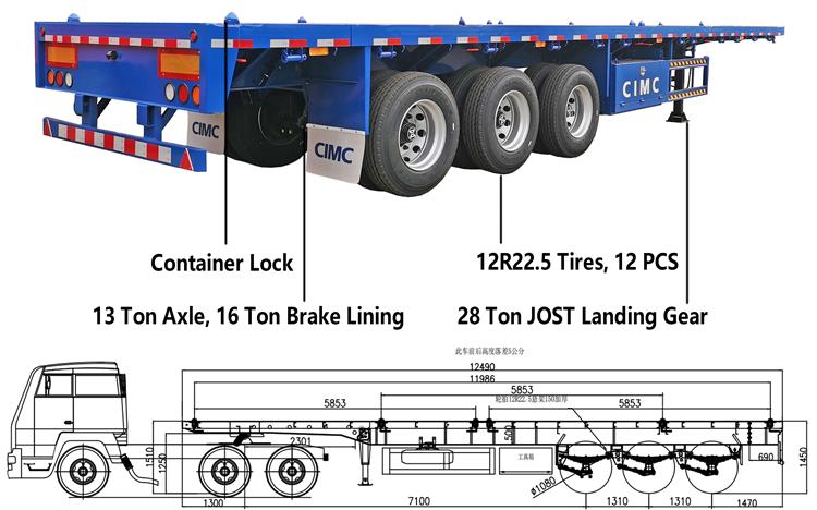 CIMC 40 Foot Flatbed Trailer for Sale | Flatbed Trailer Price | CIMC Semi Trailer