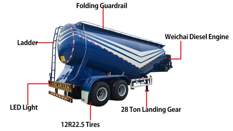 2 Axle Bulk Cement Tanker Trailer for Sale In Tanzania