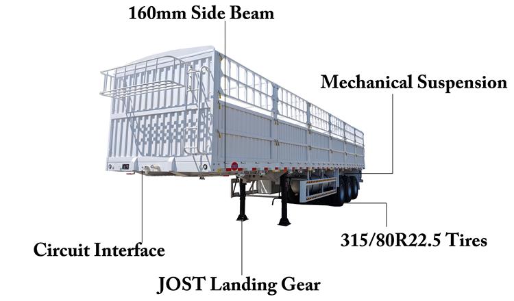 Tri Axle Fence Cargo Stake Trailer for Sale In Senegal