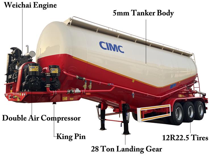 CIMC Bulk Cement Tanker Trailer for Sale In Dominican