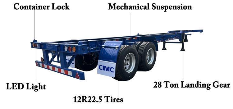 2 Axle 40ft Container Chassis Trailer for Sale In Venezuela