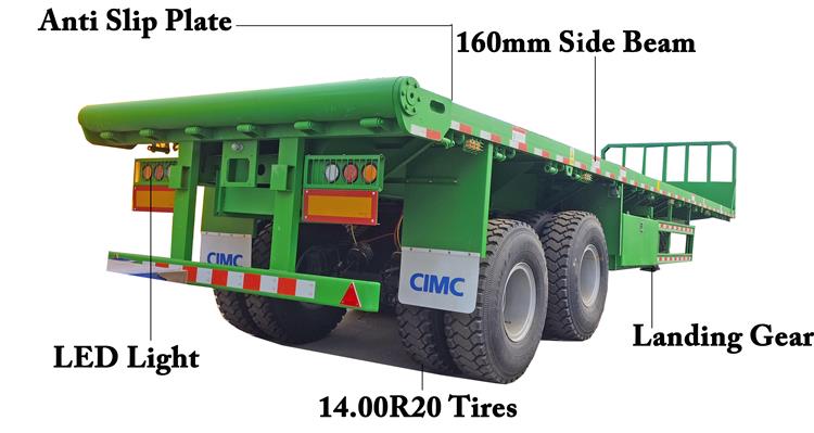 CIMC 2 Axle 40ft Flatbed Trailer with Bogie Suspension for Sale In Ghana
