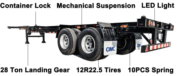 CIMC 2 Axle Container Chassis Trailer for Sale In Venezuela