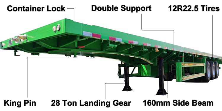 CIMC 3 Axle 40 ft Flatbed Container Trailer for Sale In Ghana