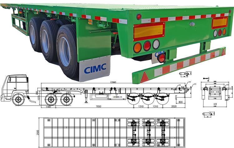 CIMC 3 Axle 40 ft Flatbed Container Trailer for Sale In Ghana