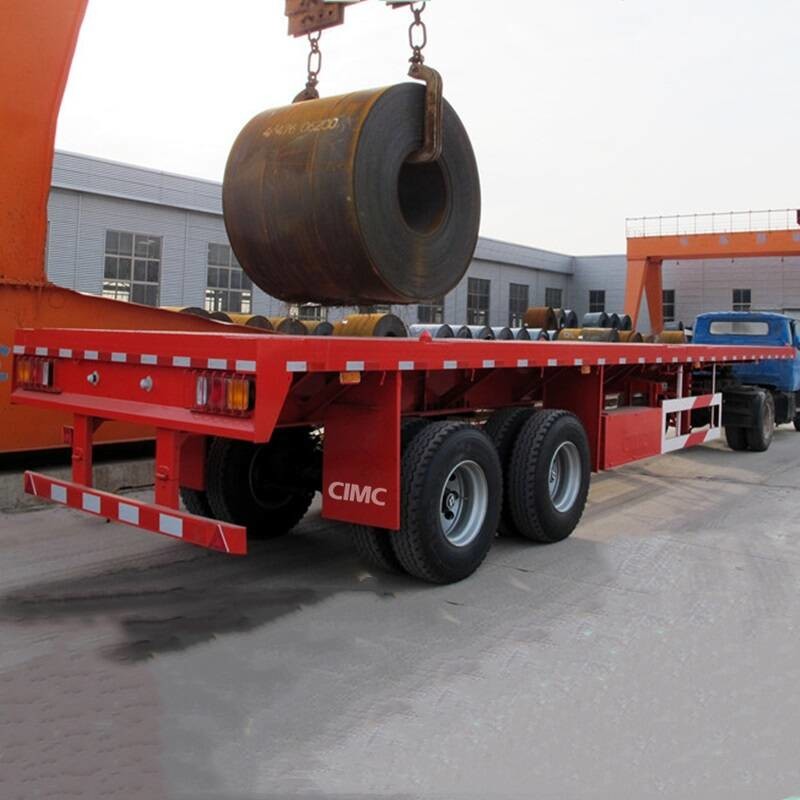 CIMC 2 Axle 40 Tons Flatbed Trailer with Bogie Suspension Axle